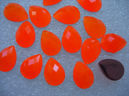 RA86 13x18mm Neon Orange Teardrop Resin Gemstones Glue On 20pcs - Click Image to Close