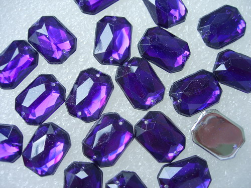 RA99 13x18mm Purple Octagon Acrylic Gemstones Sew On 20pcs