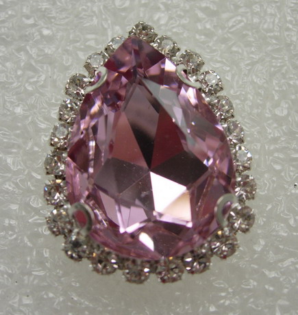 RM114 18x25 Teardrop Gemstone Diamante w/Setting Pink