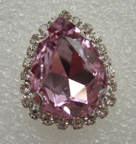 RM114 18x25 Teardrop Gemstone Diamante w/Setting Pink - Click Image to Close