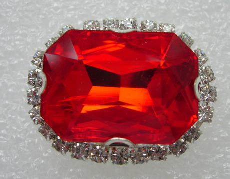 RM117 18x25 Octagon Gemstone Diamante with Setting Jewelry Red - Click Image to Close