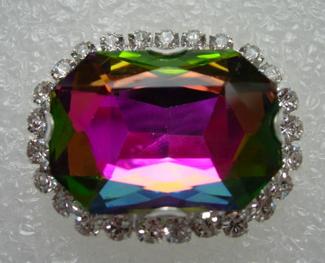 RM123 18x25 Octagon Gemstone Diamante w/Setting Colorful AB - Click Image to Close