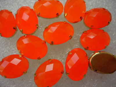 RM73 13x18mm Neon Orange Resin Gemstones with Setting x20