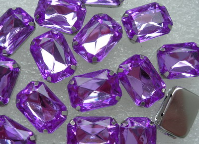 RM85 13x18mm Amethyst Acrylic Octagon Gemstones with Setting x15