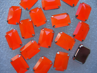 RM97 10x14mm Neon Orange Resin Octagon Gemstones w/ Setting x20