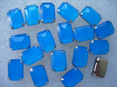 RM98 10x14mm Neon Blue Resin Octagon Gemstones w/ Setting x20