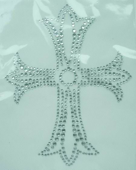 HF01 CATHOLIC CROSS HotFix Rhinestone Iron on Transfer Large