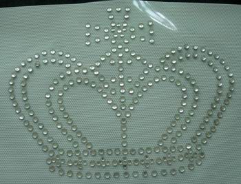 HF03 CROWN Iron-on Hot Fix CLEAR Rhinestones Applique