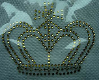 HF05 CROWN Iron-on Hotfix Gold Rhinestones Hotfix Motif Applique