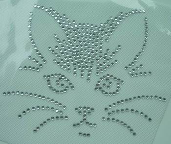 HF10 Cat Face Hotfix Rhinestones Applique Motif