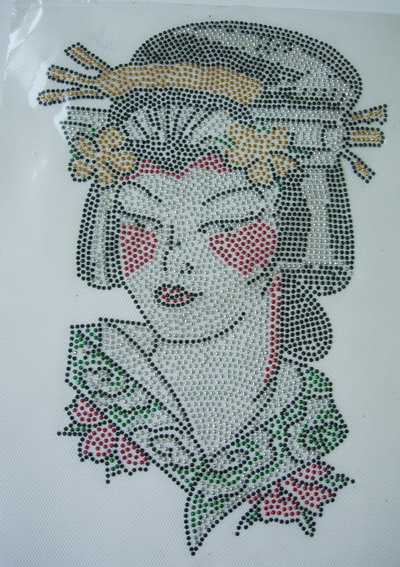 HF116 Rhinestud Hotfix Heat Transfer ED Hardy Geisha Lady HF116 Rhinestud Hotfix Heat Transfer ED Hardy Geisha Lady