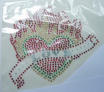 HF122 Heart Flame Rhinestones Hotfix Heat Transfer Motif HF122 Heart Flame Rhinestones Hotfix Heat Transfer Motif