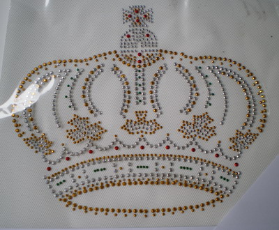 HF73 Rhinestud Hot Fix Heat Transfer Crown Multicolor