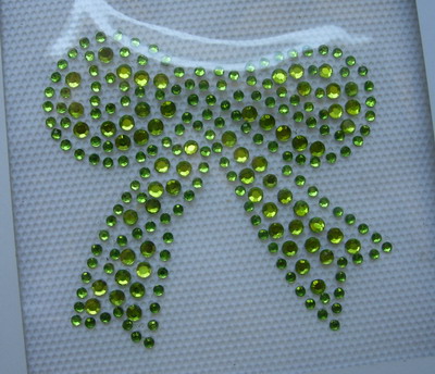 HF92-3 Fashion Lime BOW Hotfix Rhinestone Heat Transfer Motif x4