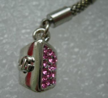 JW04 CC Double Rhinestone Pendant Phone Strap Jewelry