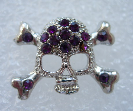 JW37 Punk Skull Purple Rhinestone Charm Pendant Phone Strap