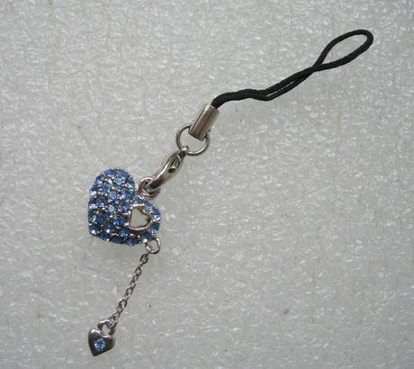 JW49 Heart Shape Blue Rhinestone Jewelry Charm Pendant Hanger - Click Image to Close