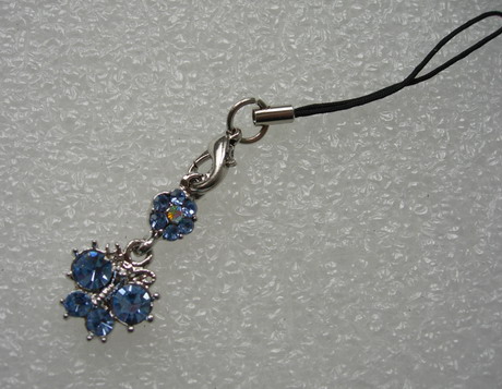 JW51 Bug Flower Blue Rhinestone Jewelry Charm Pendant Hanger - Click Image to Close