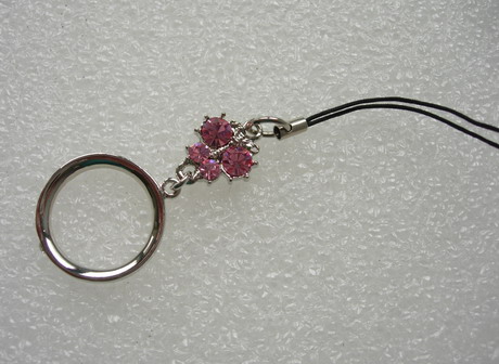 JW54 Bug O-Ring Pink Rhinestone Jewelry Charm Pendant Hanger - Click Image to Close