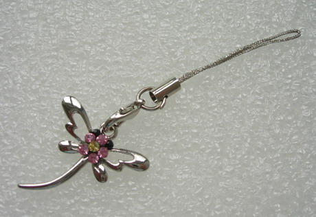 JW58 Dragonfly Bug Pink Rhinestone Jewelry Charm Pendant Hanger - Click Image to Close