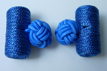 CU01 Royal Blue Silk Knot Log Cufflinks