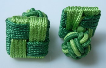 CU05 Stylist Silk Knot Log Cufflinks Cuff Links Green /Lime