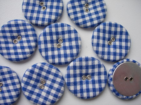 DM17 28mm Checkered Fabric Covered Buttons Blue 10pcs