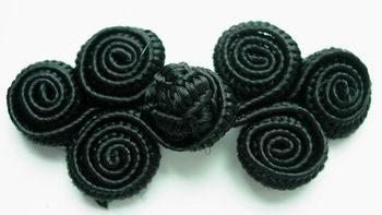 FG33 Coils Chinese Frog Closure Buttons Knots Black 10pairs - Click Image to Close