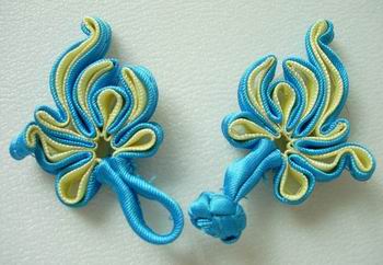 FG90-3 Chinese Frog Closure Buttons Knots Tail Aqua 5pr - Click Image to Close