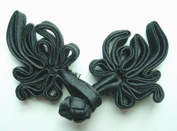 FG90-7 Chinese Frog Closure Buttons Knots Tail Black 5pr