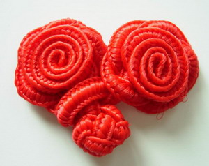 FG02 Red Rose Chinese Frog Closure Buttons Knots 5pairs