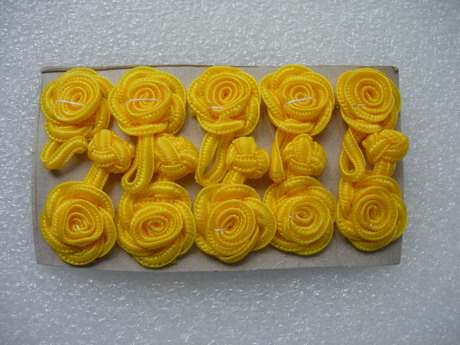 FG08 Yellow Rose Chinese Frog Closure Buttons Knots 5pairs