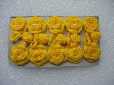 FG08 Yellow Rose Chinese Frog Closure Buttons Knots 5pairs - Click Image to Close