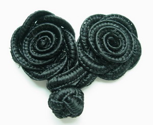 FG09 Black Rose Chinese Frog Closure Buttons Knots 5pairs - Click Image to Close