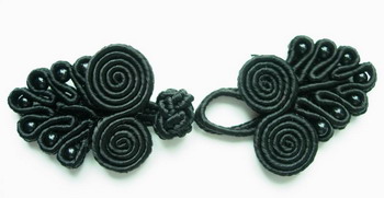FG101 Chinese Frog Closure Buttons Knots Tree Bead Black 10pr
