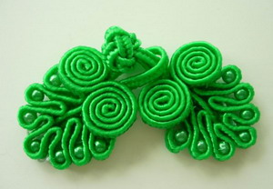 FG105 Chinese Frog Closure Buttons Knots Tree Bead Green 10pr