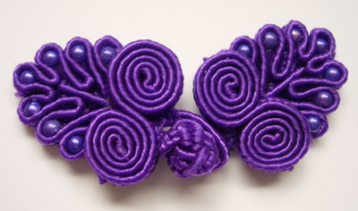 FG112-3 Chinese Frog Closure Buttons Knots Tree Bead Purple 10