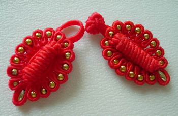 FG129 Chinese Frog Closure Beaded Buttons Knots Ladybird Red 5pr