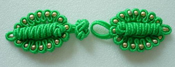 FG130 Chinese Frog Closure Bead Buttons Knots Ladybird Green 5pr - Click Image to Close