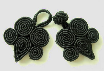 FG191 Black Coil Chinese Frog Closure Knots Buttons 5pr