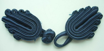 FG194 Big Trendy Chinese Frog Closure Knots Buttons Navy Blue 5r - Click Image to Close