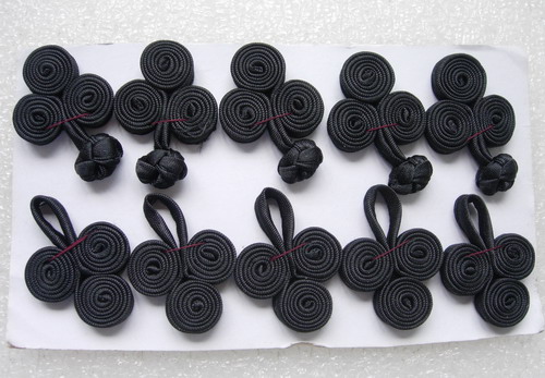 FG216-8 Ribbon Coils Frog Closure Buttons Knot Black 5pairs - Click Image to Close
