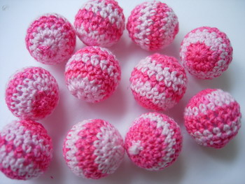 FG237 Crochet Knit Ball Knots Buttons Jewelry Pink x10 - Click Image to Close