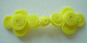 FG265 Coils Dots Handmade Frog Closure Buttons Knots Yellow 10pr - Click Image to Close