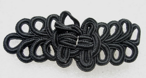 FG301 Black Braided Loopy Frog Closure Buttons Knots 5prs