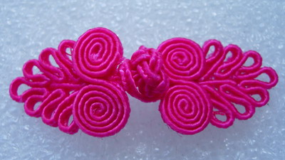 FG317 Chinese Frog Closure Knots Button Jewels Fuchsia 5prs