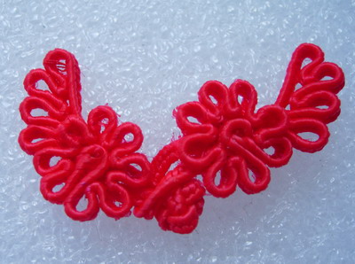 FG322 ~Flower Leaf~ Frog Closure Knots Button Jewels Red 10prs - Click Image to Close