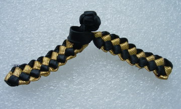 FG327 Black Gold Ribbon Chinese Braided Frog Closure Knots 5pr - Click Image to Close