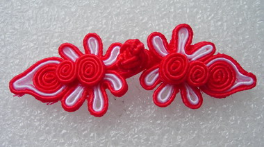 FG328 Chinese Frog Closure Knots Buttons Red White 5prs - Click Image to Close