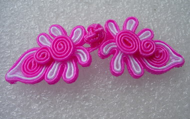 FG329 Chinese Frog Closure Knots Buttons Fuchsia White 5prs